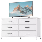 Commode large en tissu à 6 tiroirs et meuble TV, grande unité de rangement avec bacs en tissu pour chambre à coucher, placard, couloir