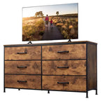 Commode large en tissu à 6 tiroirs et meuble TV, grande unité de rangement avec bacs en tissu pour chambre à coucher, placard, couloir