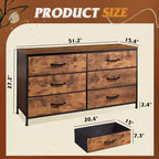 Commode large en tissu à 6 tiroirs et meuble TV, grande unité de rangement avec bacs en tissu pour chambre à coucher, placard, couloir