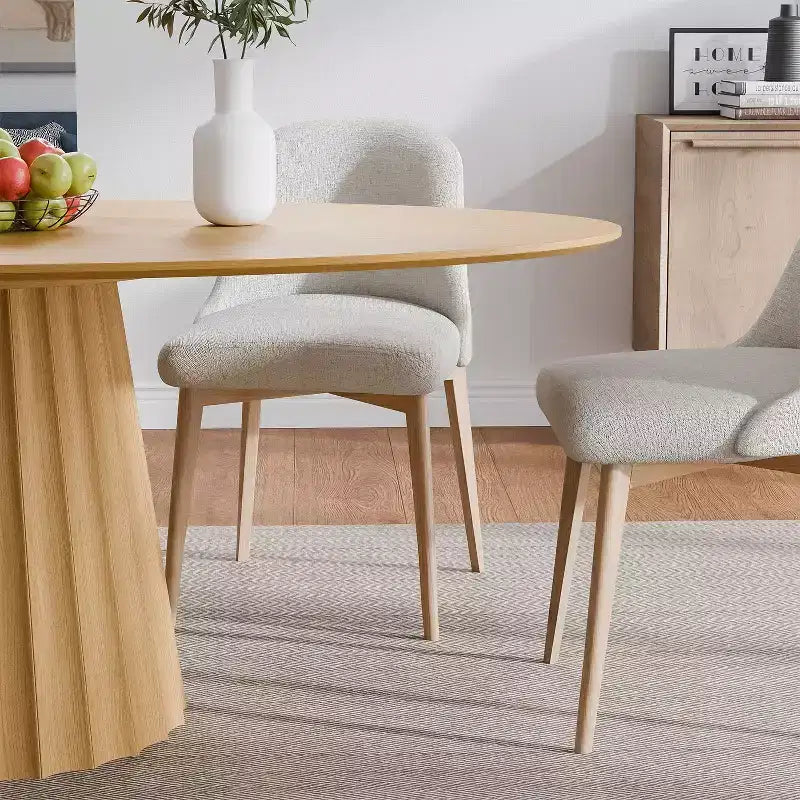 Table à manger ovale de style nordique en bois massif de 67 pouces, Grande table ronde moderne et simple pour la maison ou le restaurant, Design de luxe léger