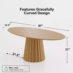 Table à manger ovale de style nordique en bois massif de 67 pouces, Grande table ronde moderne et simple pour la maison ou le restaurant, Design de luxe léger