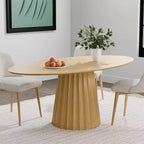 Table à manger ovale de style nordique en bois massif de 67 pouces, Grande table ronde moderne et simple pour la maison ou le restaurant, Design de luxe léger