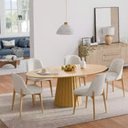 Table à manger ovale de style nordique en bois massif de 67 pouces, Grande table ronde moderne et simple pour la maison ou le restaurant, Design de luxe léger