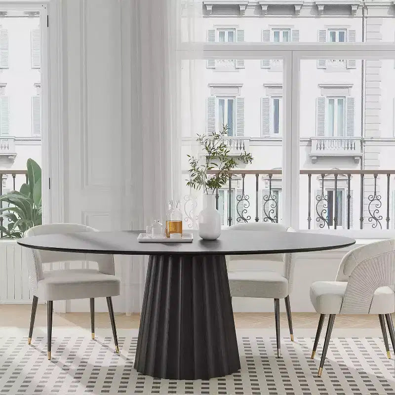 Table à manger ovale de style nordique en bois massif de 67 pouces, Grande table ronde moderne et simple pour la maison ou le restaurant, Design de luxe léger