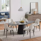 Table à manger ovale de style nordique en bois massif de 67 pouces, Grande table ronde moderne et simple pour la maison ou le restaurant, Design de luxe léger