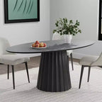 Table à manger ovale de style nordique en bois massif de 67 pouces, Grande table ronde moderne et simple pour la maison ou le restaurant, Design de luxe léger