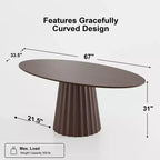 Table à manger ovale de style nordique en bois massif de 67 pouces, Grande table ronde moderne et simple pour la maison ou le restaurant, Design de luxe léger