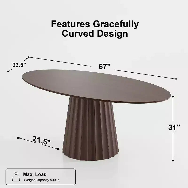 Table à manger ovale de style nordique en bois massif de 67 pouces, Grande table ronde moderne et simple pour la maison ou le restaurant, Design de luxe léger