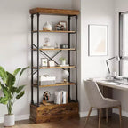 6 Étagères avec tiroirs de rangement, étagères de présentation verticales hautes, étagères de rangement en bois et métal pour salons, chambres et bureaux à domicile