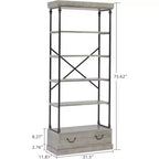 6 Étagères avec tiroirs de rangement, étagères de présentation verticales hautes, étagères de rangement en bois et métal pour salons, chambres et bureaux à domicile