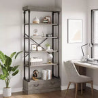 6 Étagères avec tiroirs de rangement, étagères de présentation verticales hautes, étagères de rangement en bois et métal pour salons, chambres et bureaux à domicile