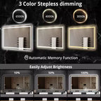 Miroir de Salle de Bain LED Dimmable, Anti-Buée, Miroir de Courtoisie Éclairage Avant et Arrière avec Fonction Mémoire