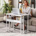 HOMCOM Petit bureau pliable, bureau d'ordinateur pliable de 80 cm avec sac de rangement, étagère et roulettes pour petits espaces, bureau à domicile, assemblage facile