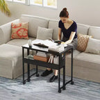 HOMCOM Petit bureau pliable, bureau d'ordinateur pliable de 80 cm avec sac de rangement, étagère et roulettes pour petits espaces, bureau à domicile, assemblage facile