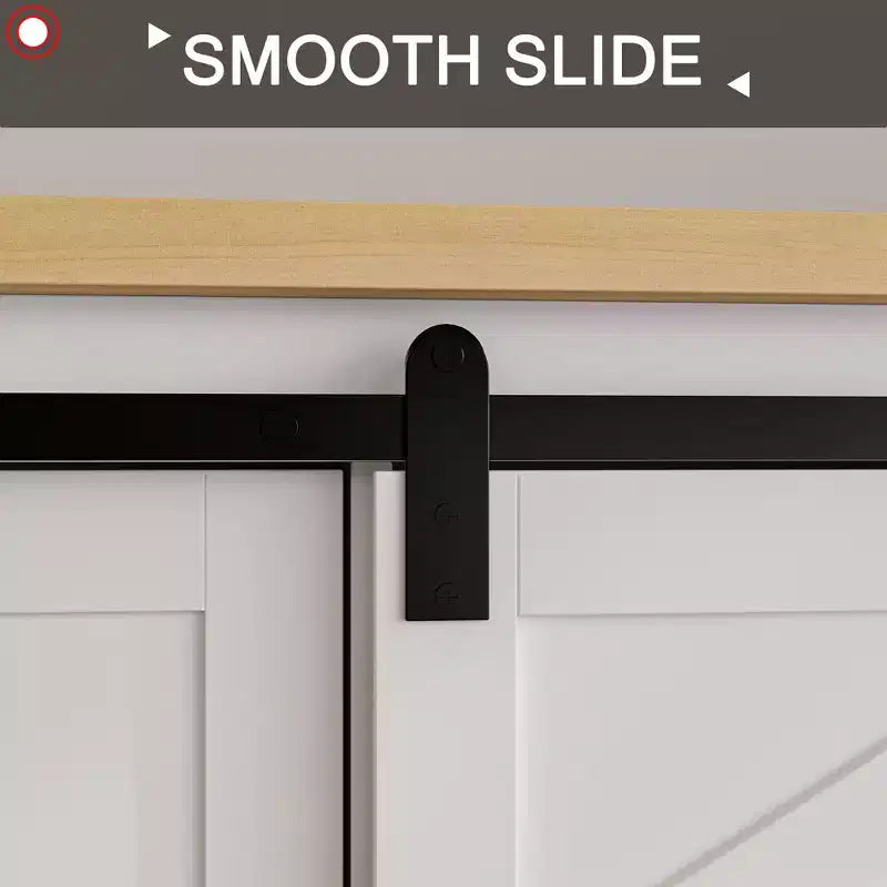 Meuble TV de style ferme moderne Famapy avec portes coulissantes à motifs croisés et grand espace de rangement - Idéal pour l'organisation et la décoration du salon