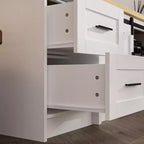 Meuble TV de style ferme moderne Famapy avec portes coulissantes à motifs croisés et grand espace de rangement - Idéal pour l'organisation et la décoration du salon