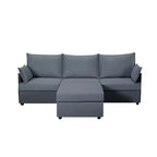 Canapé d'angle en tissu effet lin 93,7 - Pouf convertible et solution d'assise ergonomique pour salon