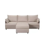 Canapé d'angle en tissu effet lin 93,7 - Pouf convertible et solution d'assise ergonomique pour salon