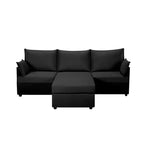 Canapé d'angle en tissu effet lin 93,7 - Pouf convertible et solution d'assise ergonomique pour salon