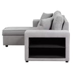 Sectionnel réversible en L de 104,5 po avec chaise longue de rangement et 2 poufs – Canapé-lit convertible 3 places pour salon