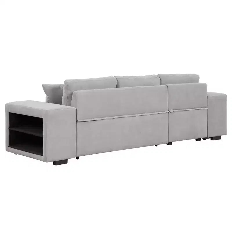 Sectionnel réversible en L de 104,5 po avec chaise longue de rangement et 2 poufs – Canapé-lit convertible 3 places pour salon