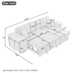 Sectionnel réversible en L de 104,5 po avec chaise longue de rangement et 2 poufs – Canapé-lit convertible 3 places pour salon
