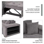 Sectionnel réversible en L de 104,5 po avec chaise longue de rangement et 2 poufs – Canapé-lit convertible 3 places pour salon
