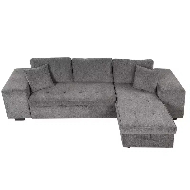 Sectionnel réversible en L de 104,5 po avec chaise longue de rangement et 2 poufs – Canapé-lit convertible 3 places pour salon