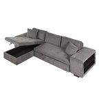 Sectionnel réversible en L de 104,5 po avec chaise longue de rangement et 2 poufs – Canapé-lit convertible 3 places pour salon