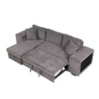 Sectionnel réversible en L de 104,5 po avec chaise longue de rangement et 2 poufs – Canapé-lit convertible 3 places pour salon