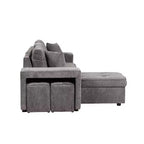 Sectionnel réversible en L de 104,5 po avec chaise longue de rangement et 2 poufs – Canapé-lit convertible 3 places pour salon