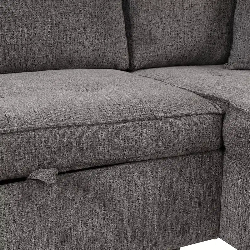 Sectionnel réversible en L de 104,5 po avec chaise longue de rangement et 2 poufs – Canapé-lit convertible 3 places pour salon