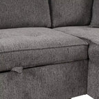 Sectionnel réversible en L de 104,5 po avec chaise longue de rangement et 2 poufs – Canapé-lit convertible 3 places pour salon