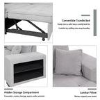 Sectionnel réversible en L de 104,5 po avec chaise longue de rangement et 2 poufs – Canapé-lit convertible 3 places pour salon