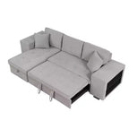 Sectionnel réversible en L de 104,5 po avec chaise longue de rangement et 2 poufs – Canapé-lit convertible 3 places pour salon