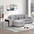 104.5 Reversible L-Shape Sleeper Sectional with Storage Chaise & 2 Stools - Convertible 3-Seat Sofa Bed for Living Room