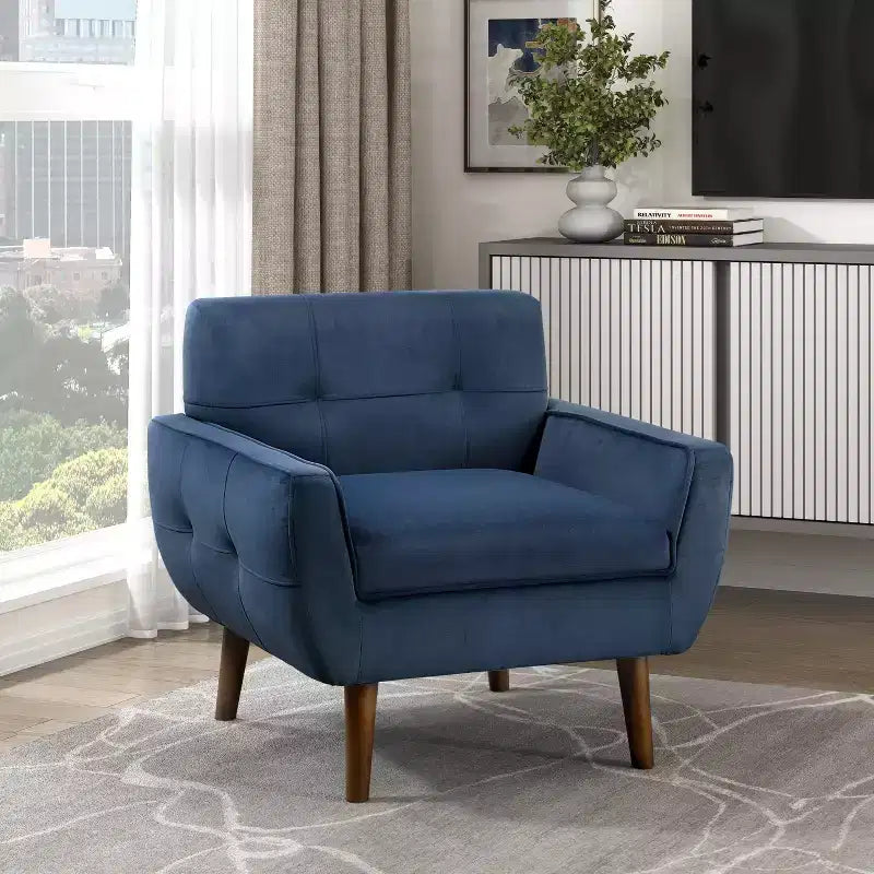 Fauteuil d'appoint moderne Okak 1 pièce, fauteuil de salon avec dossier rembourré en velours, fauteuil touffeté pour la lecture et les loisirs avec assise et dossier rembourrés