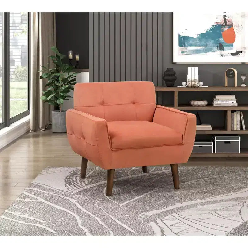 Fauteuil d'appoint moderne Okak 1 pièce, fauteuil de salon avec dossier rembourré en velours, fauteuil touffeté pour la lecture et les loisirs avec assise et dossier rembourrés