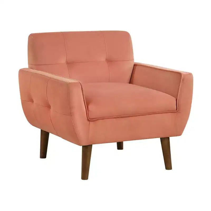 Fauteuil d'appoint moderne Okak 1 pièce, fauteuil de salon avec dossier rembourré en velours, fauteuil touffeté pour la lecture et les loisirs avec assise et dossier rembourrés