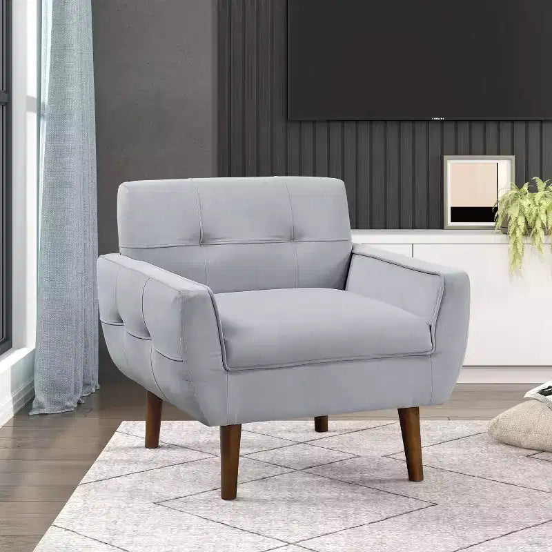 Fauteuil d'appoint moderne Okak 1 pièce, fauteuil de salon avec dossier rembourré en velours, fauteuil touffeté pour la lecture et les loisirs avec assise et dossier rembourrés