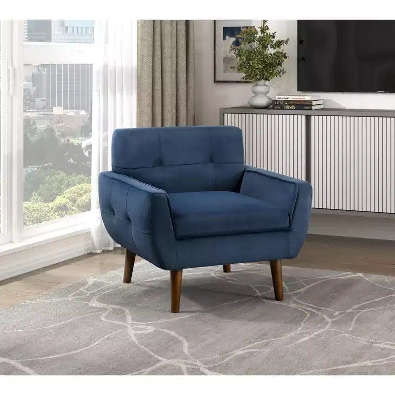 Fauteuil d'appoint moderne Okak 1 pièce, fauteuil de salon avec dossier rembourré en velours, fauteuil touffeté pour la lecture et les loisirs avec assise et dossier rembourrés