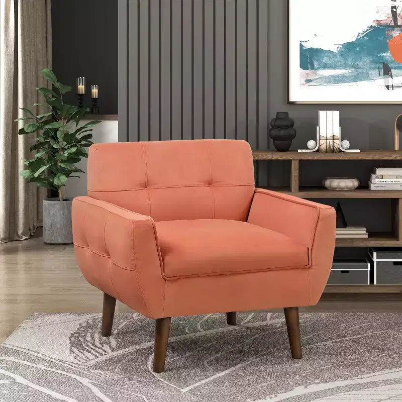 Fauteuil d'appoint moderne Okak 1 pièce, fauteuil de salon avec dossier rembourré en velours, fauteuil touffeté pour la lecture et les loisirs avec assise et dossier rembourrés