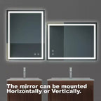 Miroir de vanité de salle de bain LED 32x24 pouces Classique avec cadre lumineux, haute luminosité, tactile dimmable, contrôle par interrupteur mural