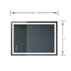 Miroir de vanité de salle de bain LED 32x24 pouces Classique avec cadre lumineux, haute luminosité, tactile dimmable, contrôle par interrupteur mural