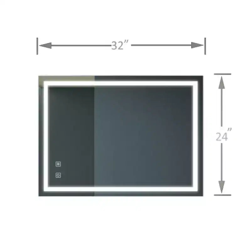 Miroir de vanité de salle de bain LED 32x24 pouces Classique avec cadre lumineux, haute luminosité, tactile dimmable, contrôle par interrupteur mural