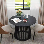 Vatros Round Dining Table Grille Molding Wooden Dining Room Table