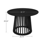 Table à manger ronde Vatros avec moulure grillagée en bois