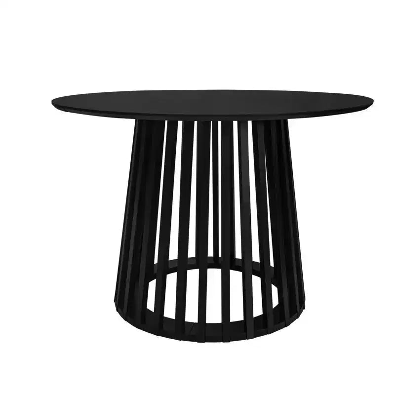 Table à manger ronde Vatros avec moulure grillagée en bois