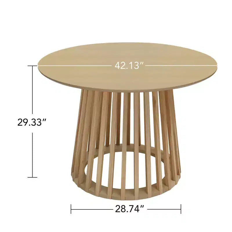 Table à manger ronde Vatros avec moulure grillagée en bois