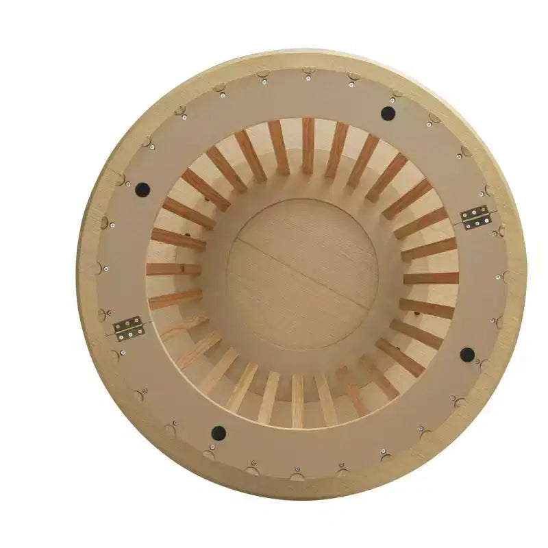 Table à manger ronde Vatros avec moulure grillagée en bois